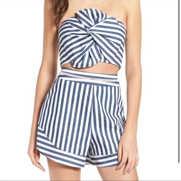 WAYF Durham Knotted Striped Bow Top - Picture 1 of 5